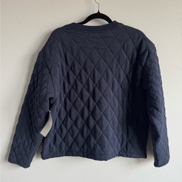 Athleta Navy Blue Retroplush Quilted Crewneck Sweatshirt - Picture 2 of 8